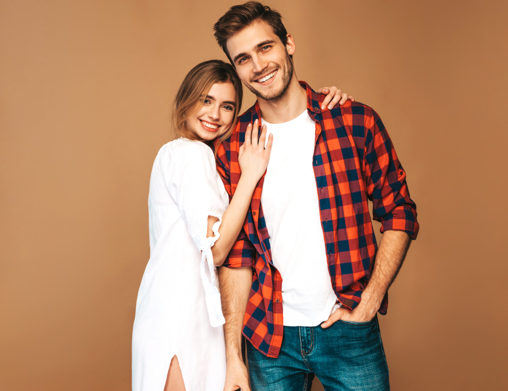 portrait-smiling-beautiful-girl-her-handsome-boyfriend-laughing